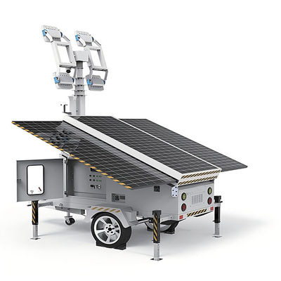 Mobilna solarna wieża oświetleniowa do monitoringu z 3 panelami słonecznymi 460 W