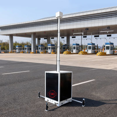 Samowystarczalna 6-metrowa wieża solarna do monitoringu z bankiem baterii 96 kWh do całodobowego monitoringu bezpieczeństwa off-grid