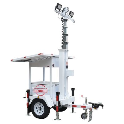 Szybkie uruchomienie Bezpieczeństwo Przyczepa napędzana energią słoneczną z panelami słonecznymi o mocy 2*435 W dla placówek budowlanych Nieruchomości komercyjne