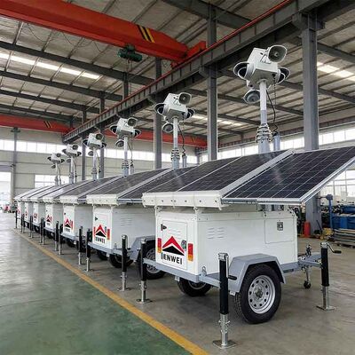 Samoobsługowa mobilna przyczepa zabezpieczająca Przyczepy Cctv zasilane energią słoneczną do monitorowania fabryki