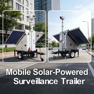 Solar Camera Trailer All In One Monitoring Trailer Wireless Video Security Equipment For Oil Gas Field Remote Site Protection